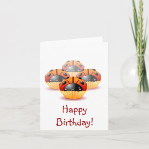 Ladybug Cupcakes Birthday Card