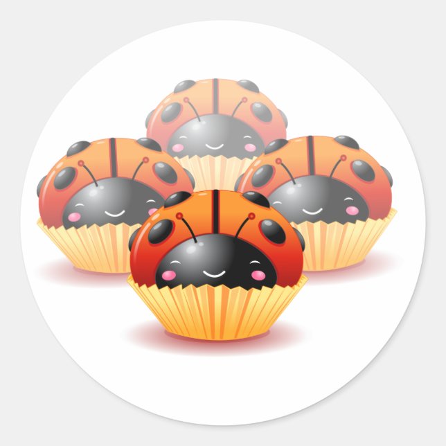 Ladybug Cupcakes Sticker (Front)