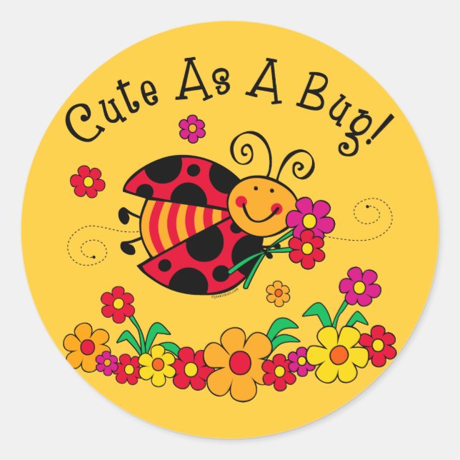 Ladybug Cute As A Bug Classic Round Sticker (Front)