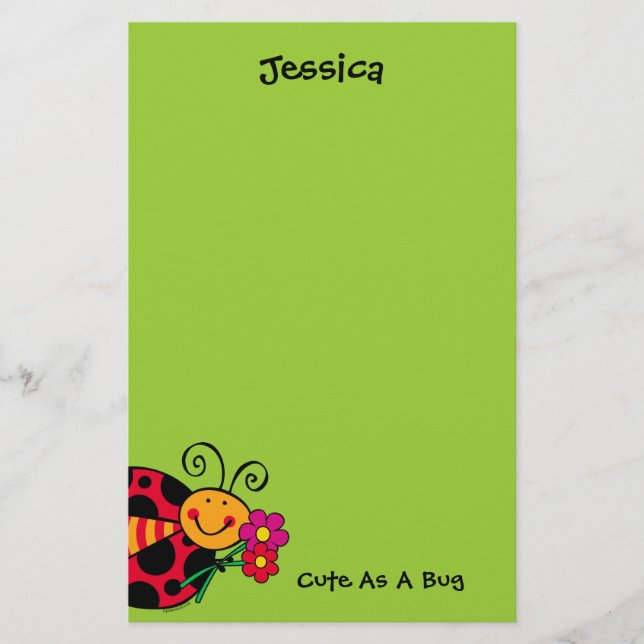Ladybug Cute As A Bug Custom Stationery (Front)