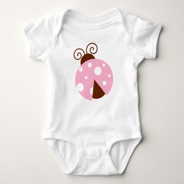 Ladybug, Cute Ladybug, Pink Ladybug, Ladybird Baby Bodysuit (Front)