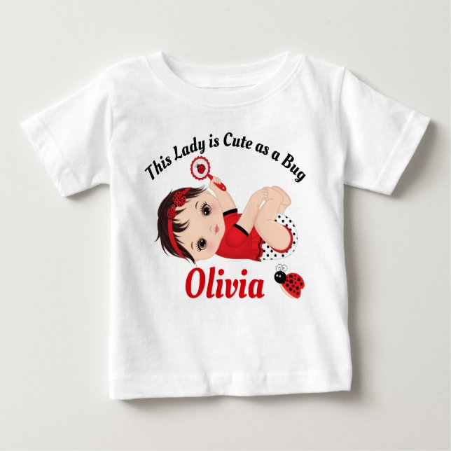 Ladybug Cute Little Girl Baby T-Shirt (Front)
