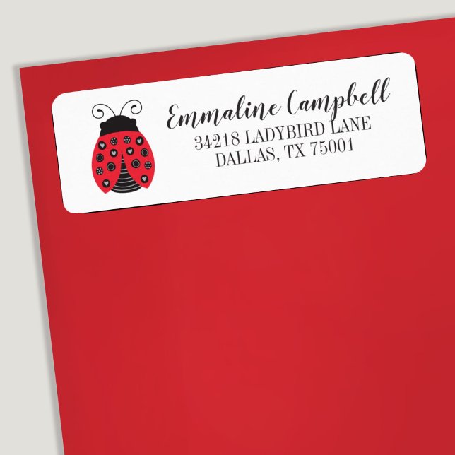 Ladybug Cute Red Address Label (an adorable red ladybug address label. So cute for your little lady baby shower invitations.)