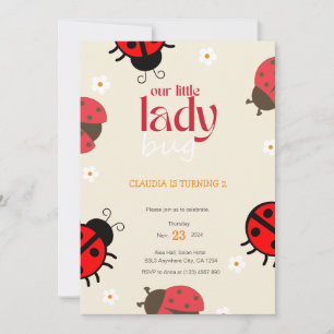 Ladybug Daisy Birthday Invitation Little Bug Party