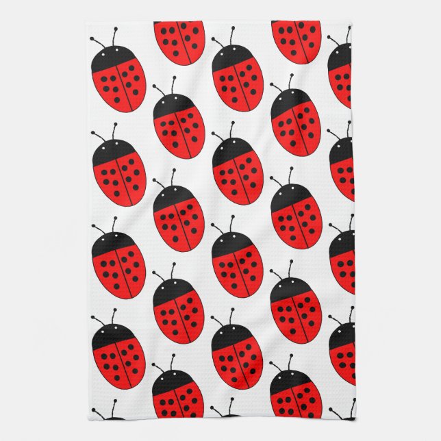 Ladybug Design Tea Towel (Vertical)