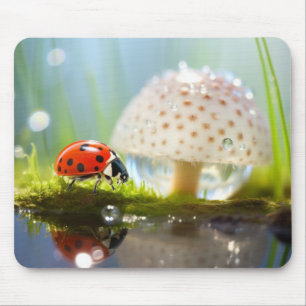 Ladybug Dewdrop Nature Serene Tranquil  Mouse Pad