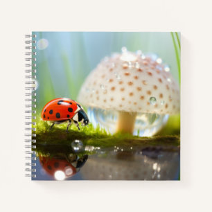 Ladybug Dewdrop Nature Serene Tranquil Notebook