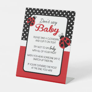Ladybug Don't Say Baby Shower Game Pedestal Sign