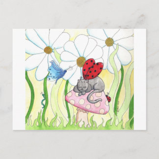 Ladybug Fairy Cat Postcard