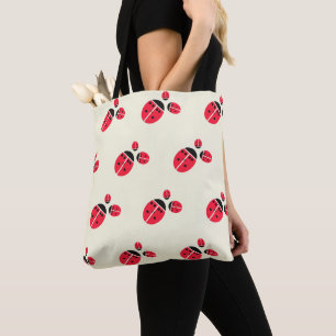 ladybug family pattern tote bag