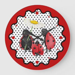Ladybug Family Stroll Large Clock