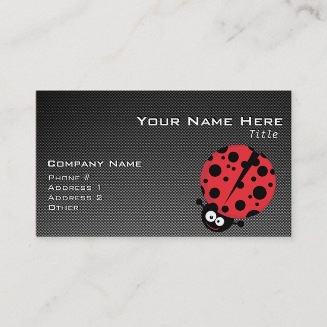 Ladybug; Faux Carbon Fibre Business Card (Front)