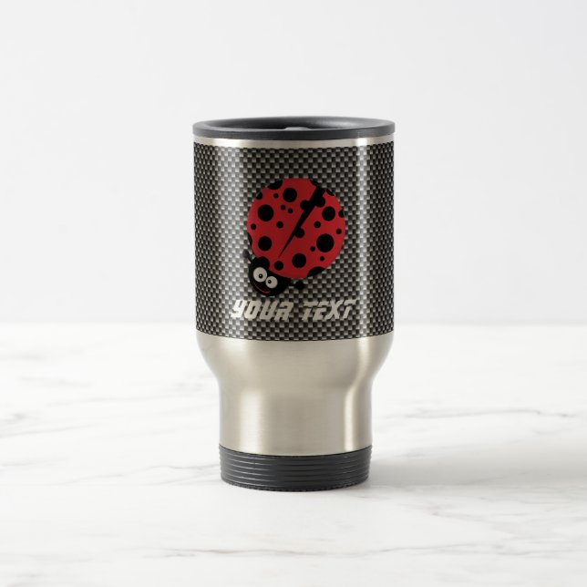 Ladybug; Faux Carbon Fibre Travel Mug (Center)