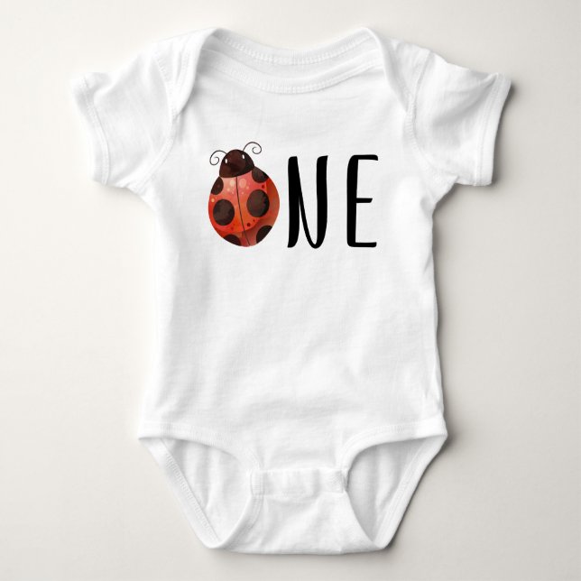 Ladybug First Birthday Baby Shirt - One Year Old (Front)