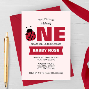 Ladybug First Birthday Invitation