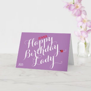 Ladybug Folded Birthday Card (Purple)