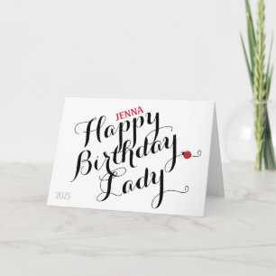 Ladybug Folded Birthday Card (white)