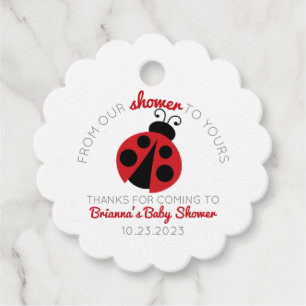 Ladybug From Our Shower to Yours Baby Shower Favour Tags