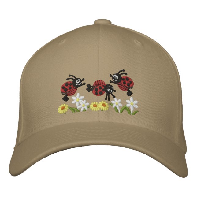 Ladybug Garden Embroidered Hat (Front)