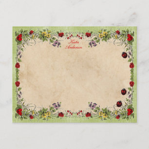 Ladybug Garden Personalised Flat Note Cards