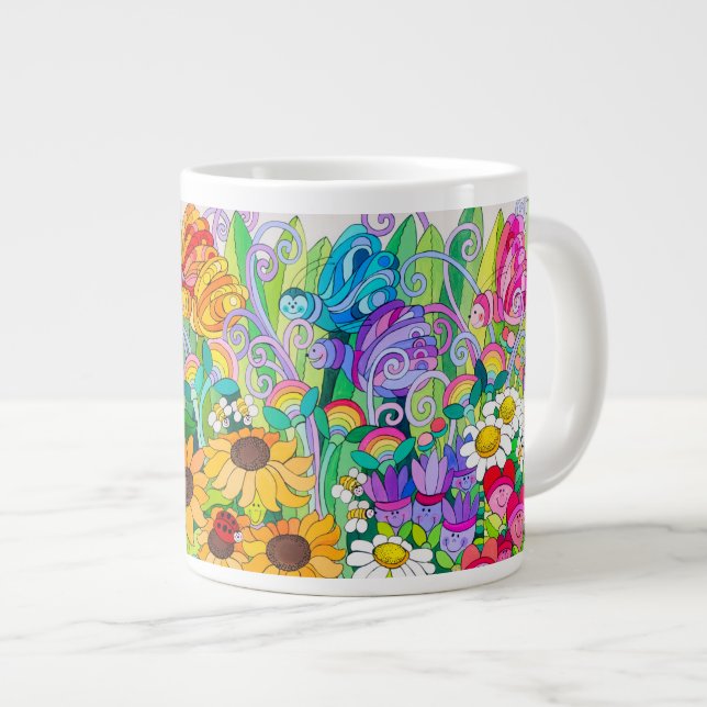 Ladybug Garden Sky Large Coffee Mug (Front Right)