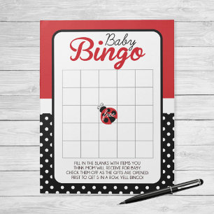 Ladybug Gift Bingo Baby Shower Game Pack Notepad
