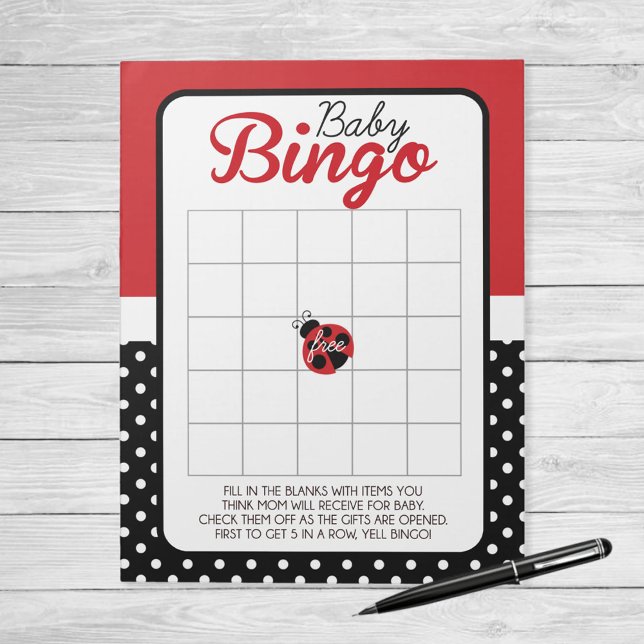 Ladybug Gift Bingo Baby Shower Game Pack Notepad (Ladybug Baby Shower Bingo Game Pack of 40 Games)
