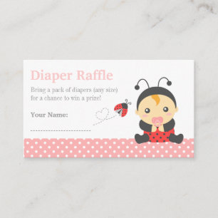 Ladybug Girl Baby Shower Diaper Raffle Tickets Enclosure Card