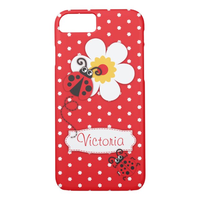 Ladybug girls name red iphone case (Back)