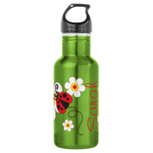 Ladybug girls name red yellow drinks bottle