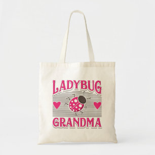 Ladybug Grandma Pink White Garden Insect Tote Bag