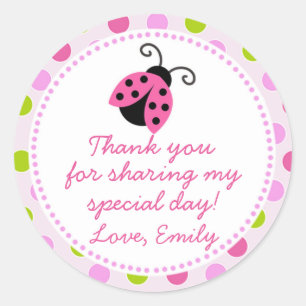 Ladybug Green Pink Gift Favour Label