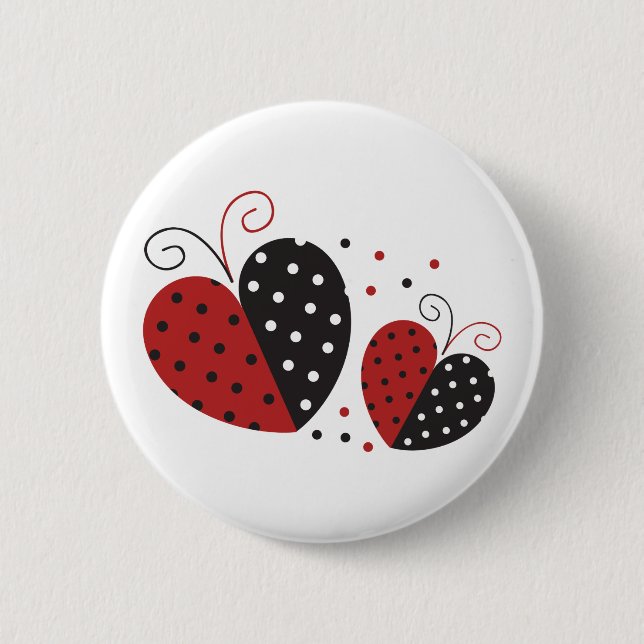 Ladybug Heart cute 6 Cm Round Badge (Front)