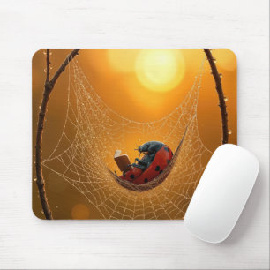 Ladybug in a Spider Hammock Mouse Pad