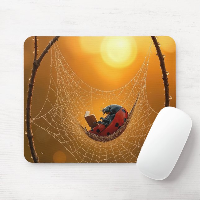 Ladybug in a Spider Web Hammock Mouse Pad (With Mouse)