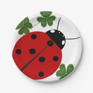 Ladybug in Clover Paper Plate