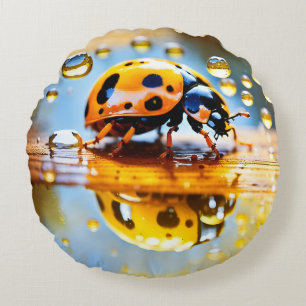 Ladybug in rain Throw Pillow