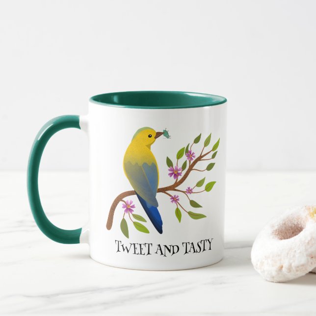 ladybug insect tasty colourful bird girly mug (With Donut)