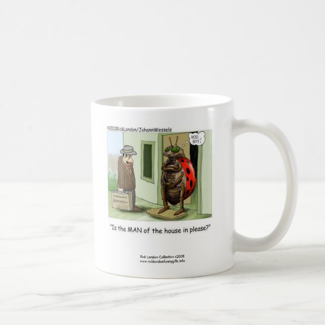 Ladybug Issues Cartoon On Quality Coffee Mug (Right)