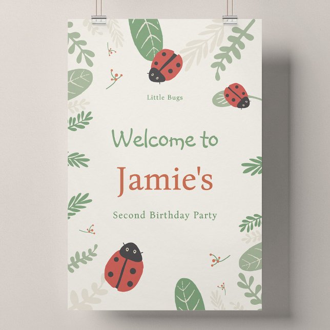Ladybug Kids Birthday Extra Large Welcome Poster (Ladybird Meadow - Large Welcome Poster (24 x 36"))