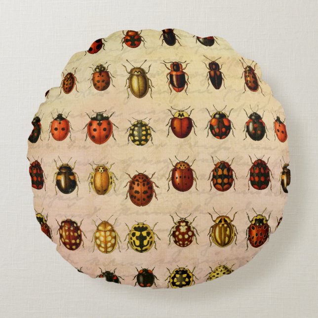 Ladybug Ladybird Beetle Insect Bug Round Cushion (Front)