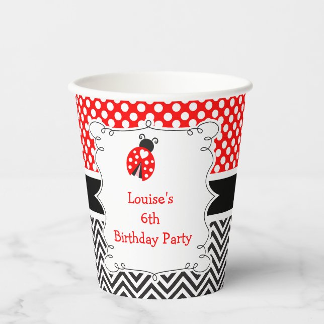 Ladybug Ladybird Birthday Party Paper Cups (Front)