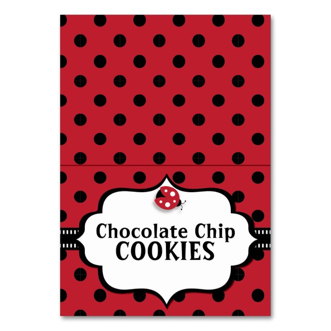 Ladybug - Ladybird - Black and Red Tent Table Card (Front)