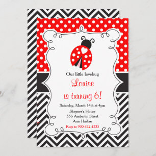 Ladybug Ladybird Red Birthday Party Invitation
