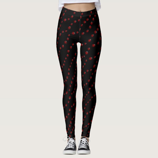 Ladybug Leggings Cute Ladybug Art Stretchy Pants (Front)
