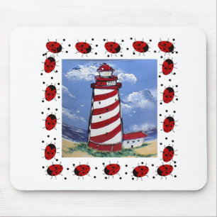 Ladybug Lighthouses Mouse Pad