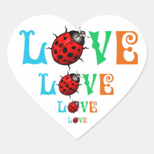 Ladybug Love Beautiful Nature Design Heart Sticker