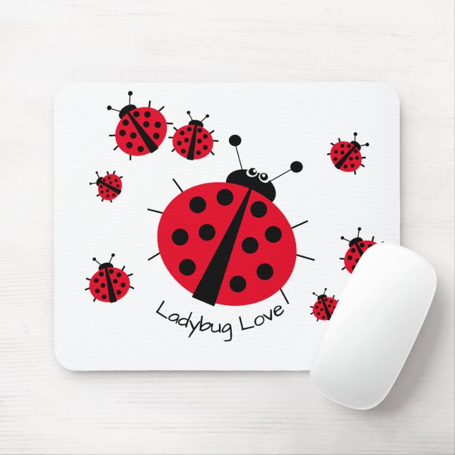 Ladybug Love Girly Fun Cute Cartoon Mouse Pad (With Mouse)