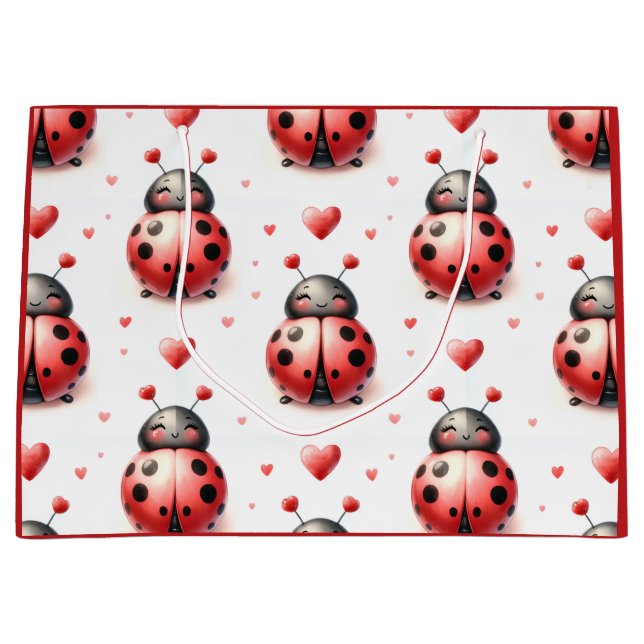 Ladybug Love (personalised) Large Gift Bag (Front)