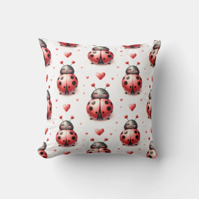 Ladybug Love (personalized) Cushion (Front)